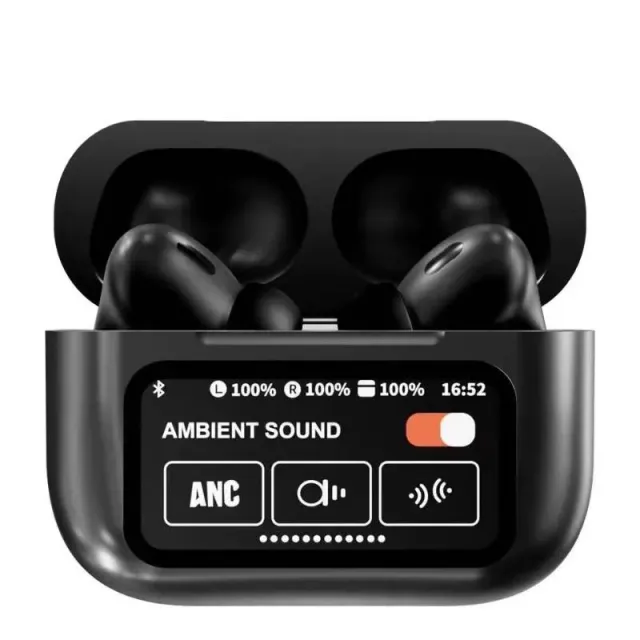 A9 Pro ANC Wireless Earbuds Smart Display Black White