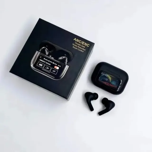 A9 Pro ANC Wireless Earbuds Smart Display Black White