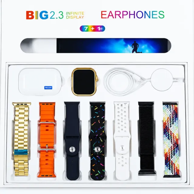 I20 Ultra Max Smartwatch 7 Straps Earbuds Bundle