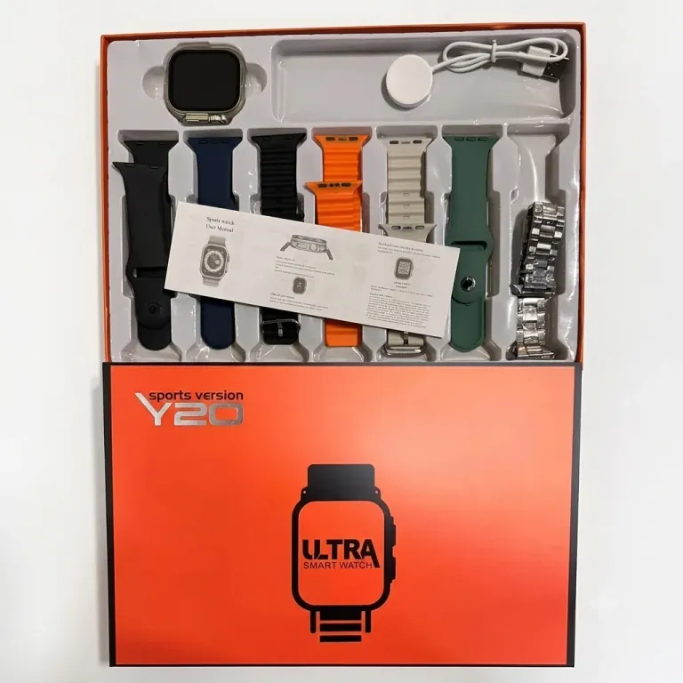 Y20 Ultra Sports Smartwatch 7 Straps Case Bundle