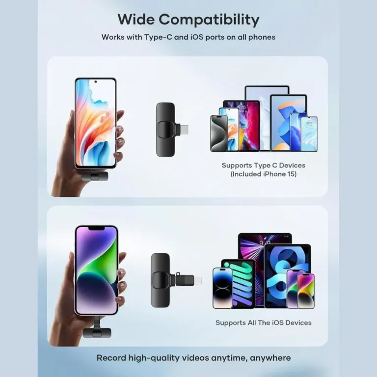 K9 Double Wireless Mic Multi Connector iPhone Android