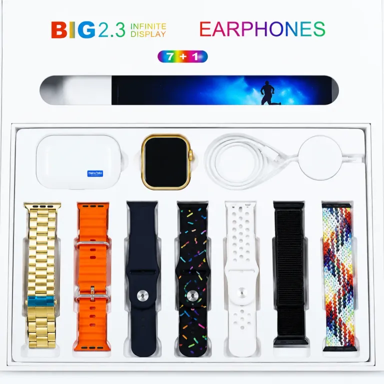 I20 Ultra Max Smartwatch 7 Straps Earbuds Bundle