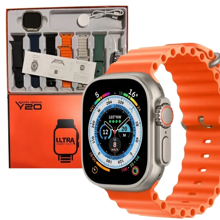 Y20 Ultra Sports Smartwatch 7 Straps Case Bundle